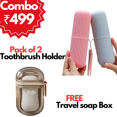 Toothbrush Holder & Transparent Soap Box (Combo)